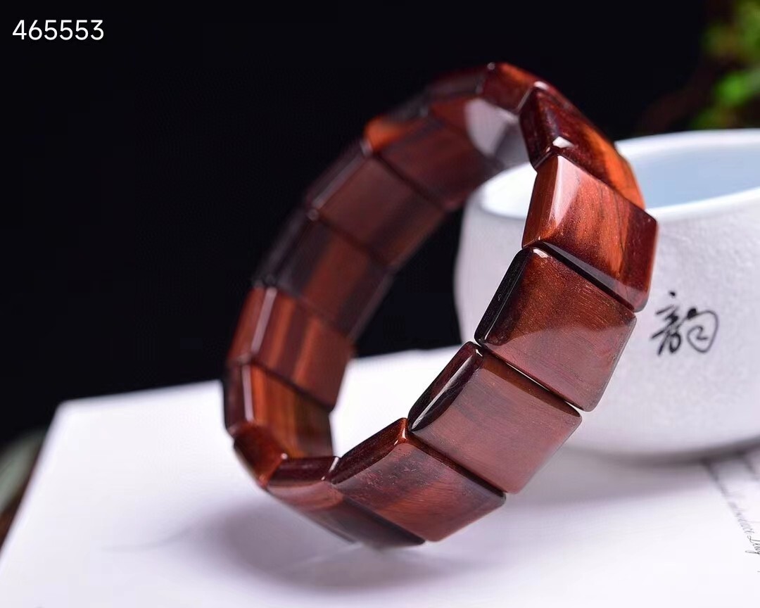 Genuine Natural Red Tiger Eye Gemstone Rectangle Beads Bracelet 15x20mm AAAA