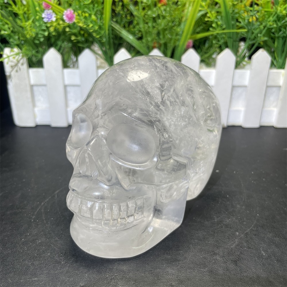 2.5LB 4.5″ A++ Natural Clear Quartz Skull Carving Crystal Healing Carved Decor