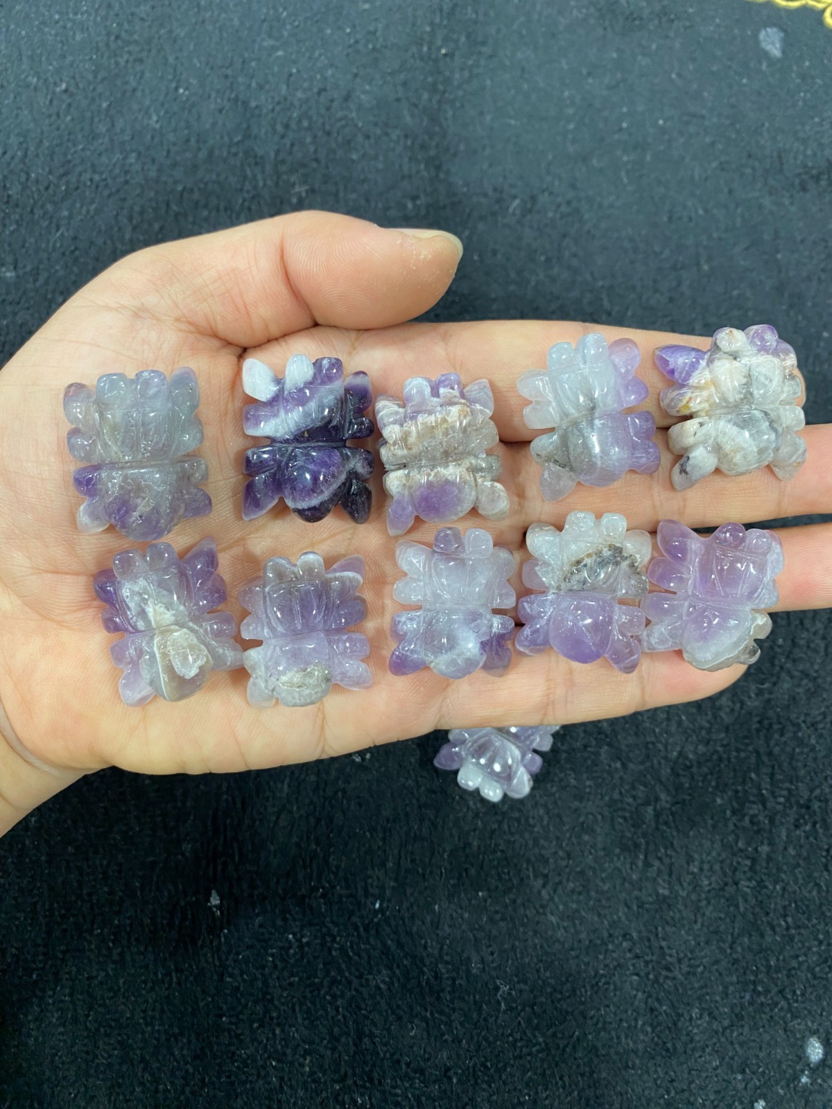 5pcs Natural Dreamy Amethyst Quartz Carved Spider skull Crystal reiki healing