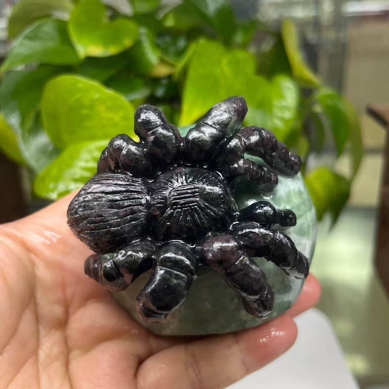1pc Natural garnet quartz carved Spider skull gift crystal reiki Random