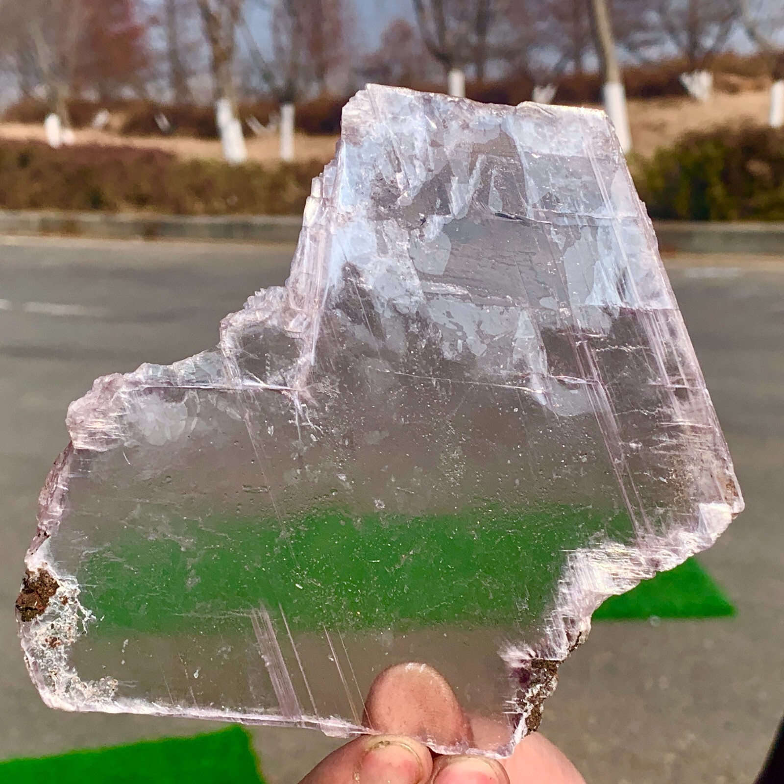174g Natural purple selenite gypsum quartz crystal slab mineral specimen healin