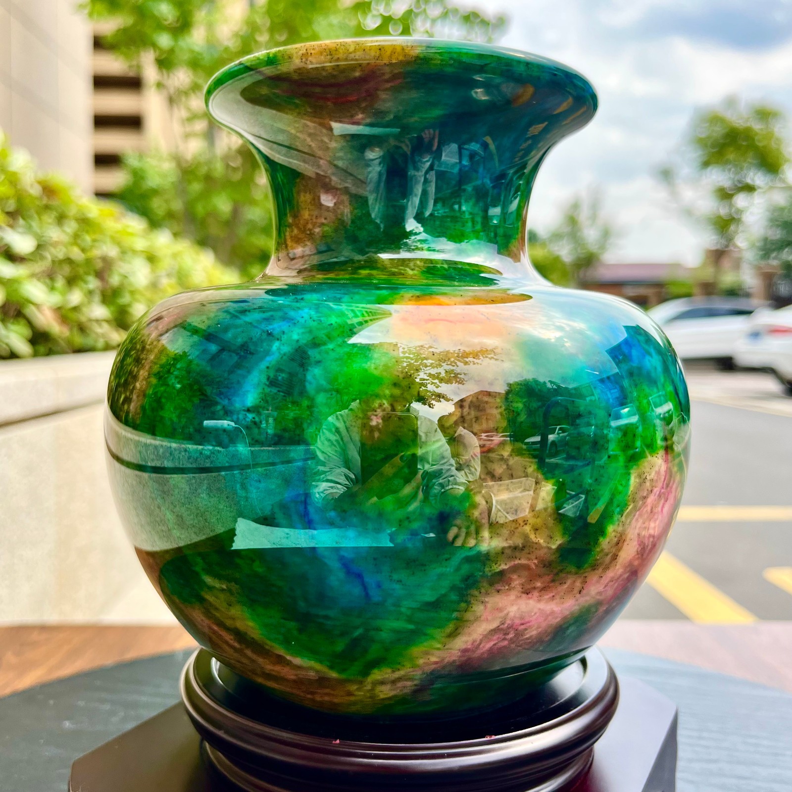 3.78LB Natural “Seven Colors Jade” vase specimen -Taiwan China