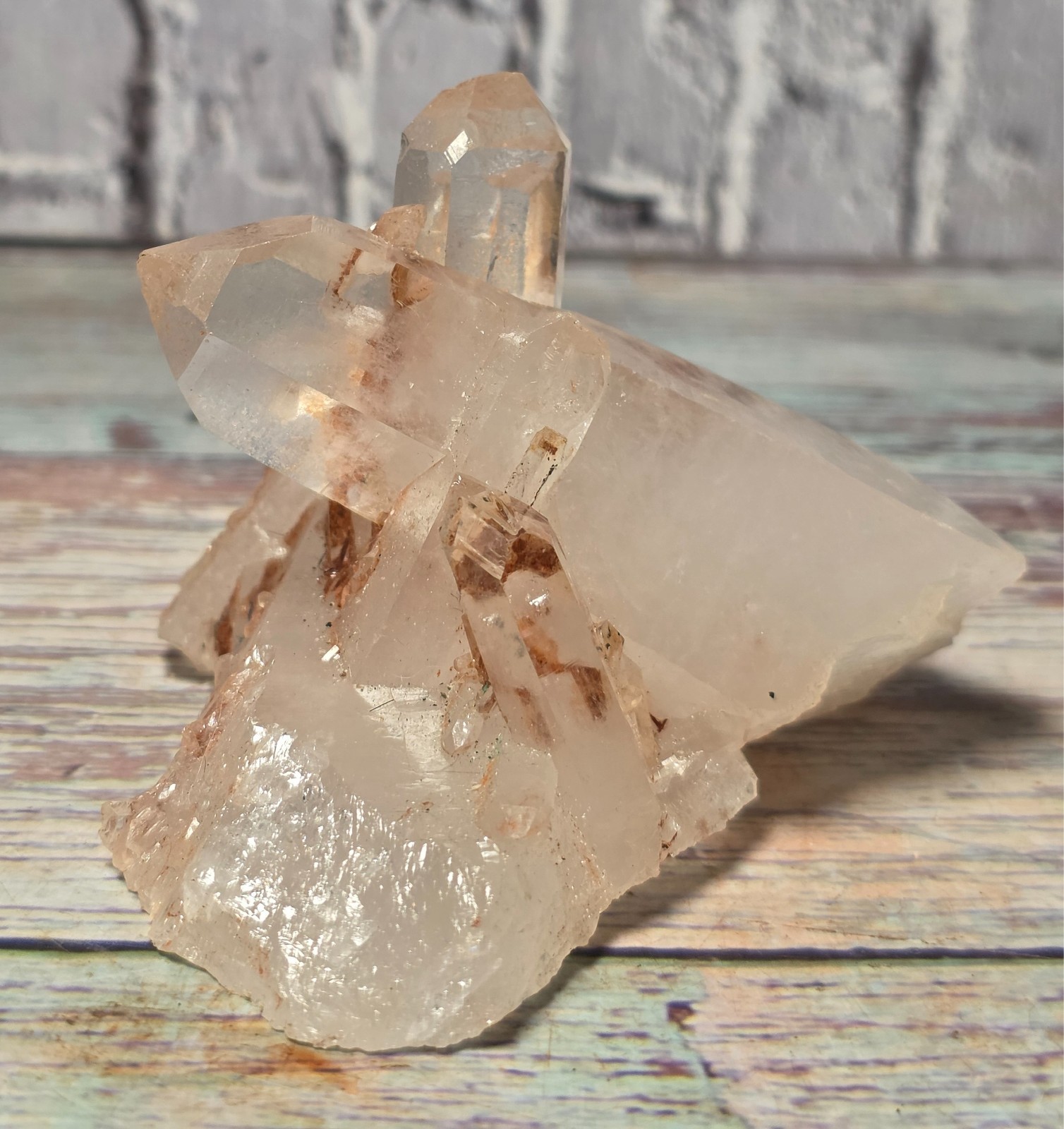 3 Piece Natural Quartz Crystal Specimen Lot Rutile Included Quartz Cluster