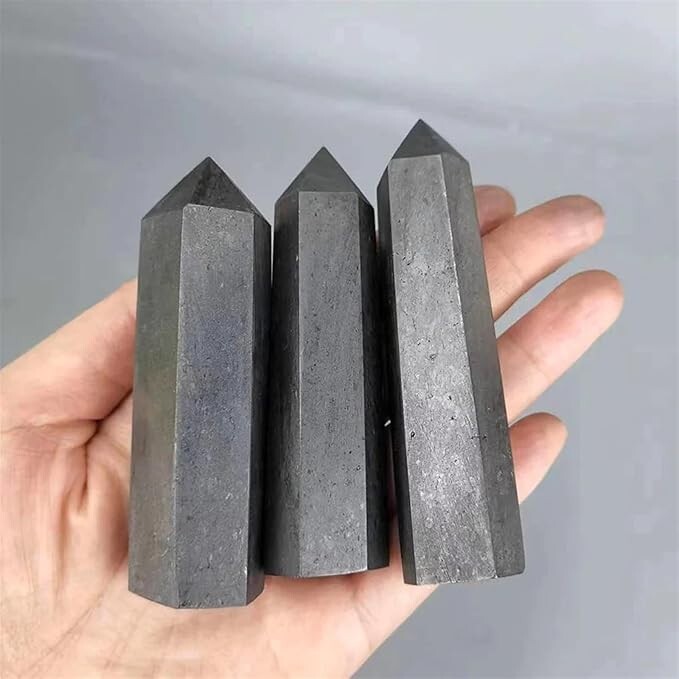 Natural Shungite Tower Point Healing Crystal Generator Metaphysical Home Decor