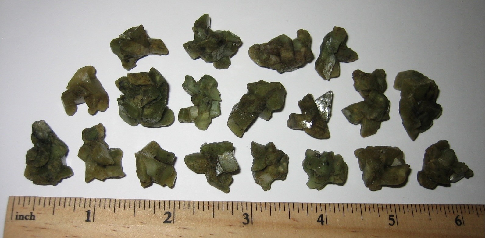 19 TINY / SMALL NATURAL ROUGH GREEN HEULANDITE CRYSTAL CLUSTERS INDIA ~ 45.2g *1