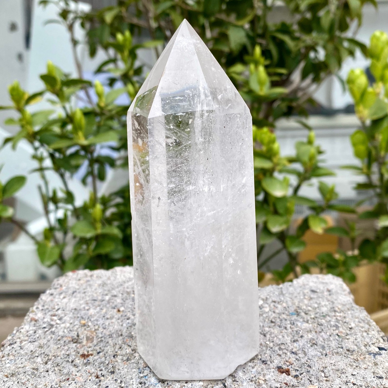 1.01LB Natural Clear White Crystal Obelisk Transparent Quartz Energy Column Reik
