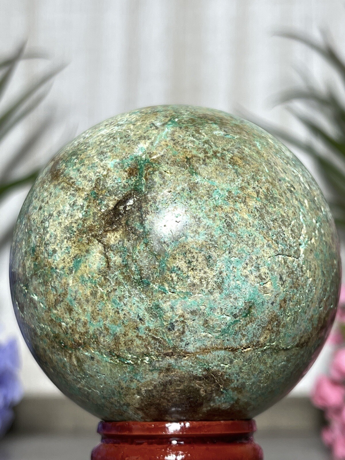 57mm PHOENIX SPHERE – Green Blue Mineral Copper Ore Malachite Turquoise Crystal