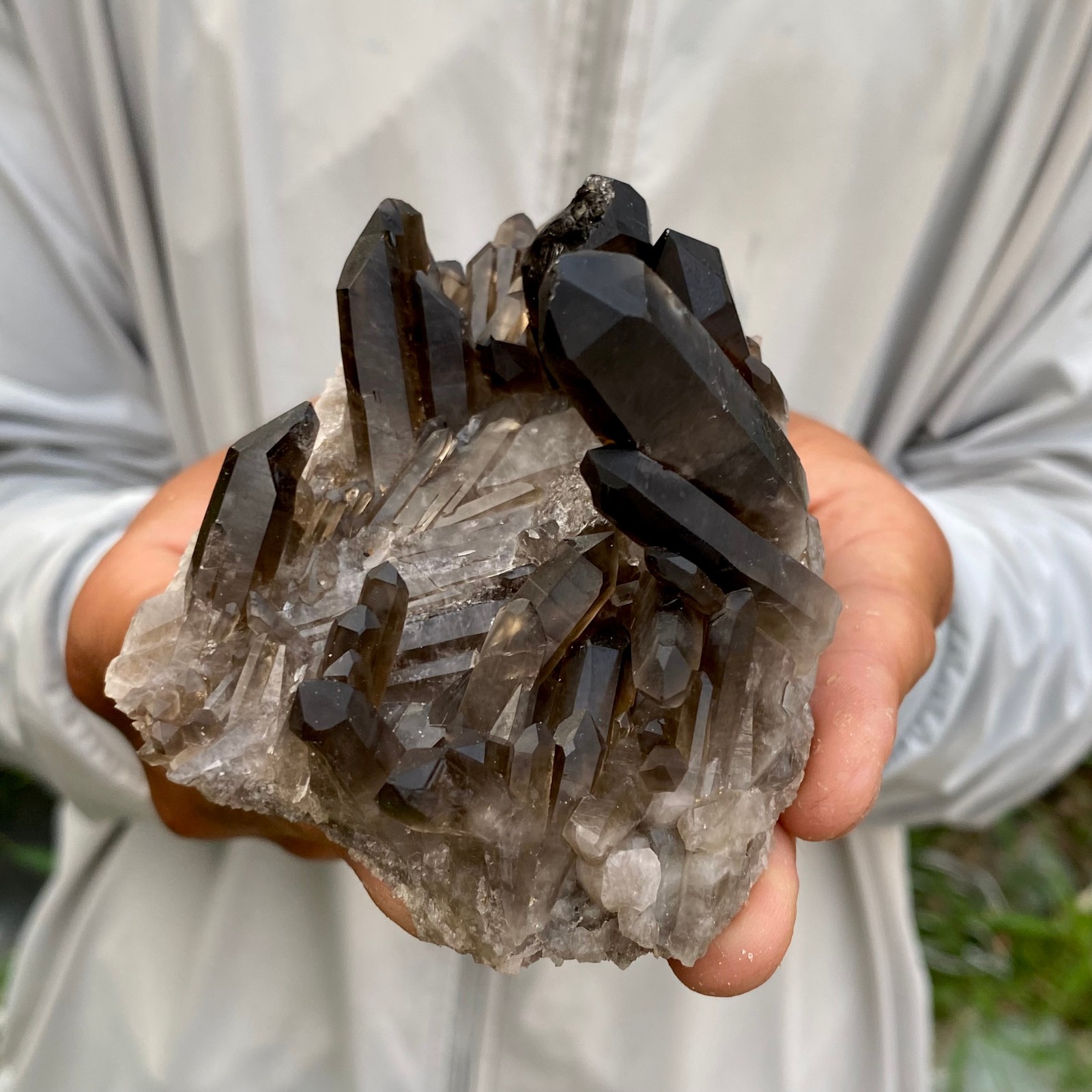 277G Natural Black Smoky Quartz Crystal Cluster Raw Mineral Specimen