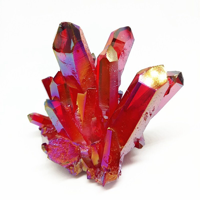 100g Natural Aura Red Titanium Quartz Crystal Cluster VUG Specimen Healing Reiki