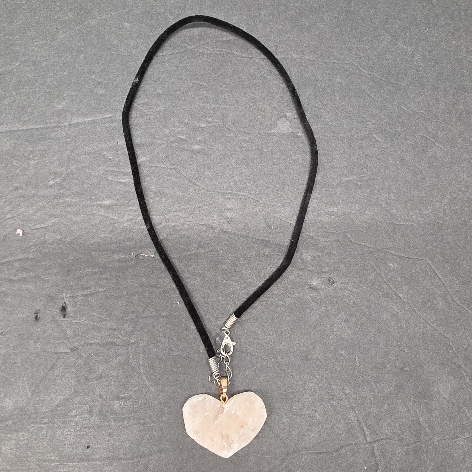 Quartz Heart Necklace | White Natural Stone Charm | Elegant Boho Jewelry