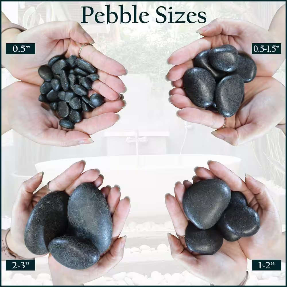20 Lb. Grade a Black Polished Pebbles 1 In. to 2 In.