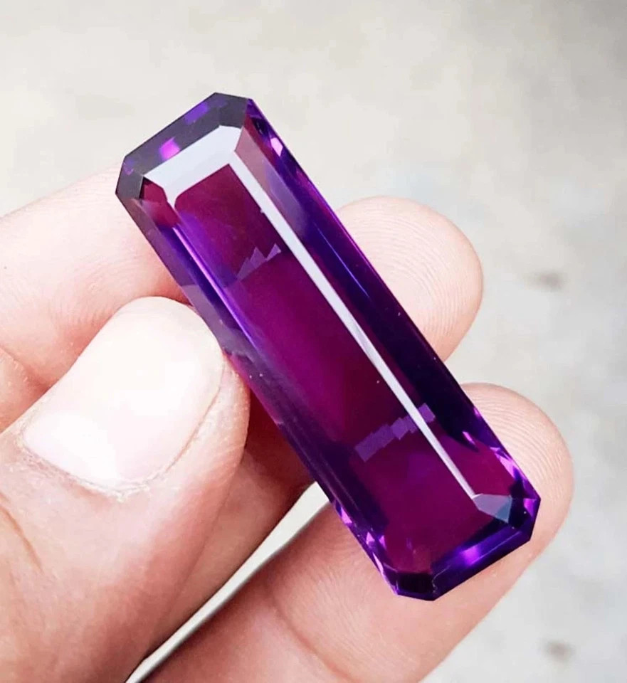 Brazilian Purple Amethyst Emerald Cut 100 Ct Certified Natural Loose Gemstone