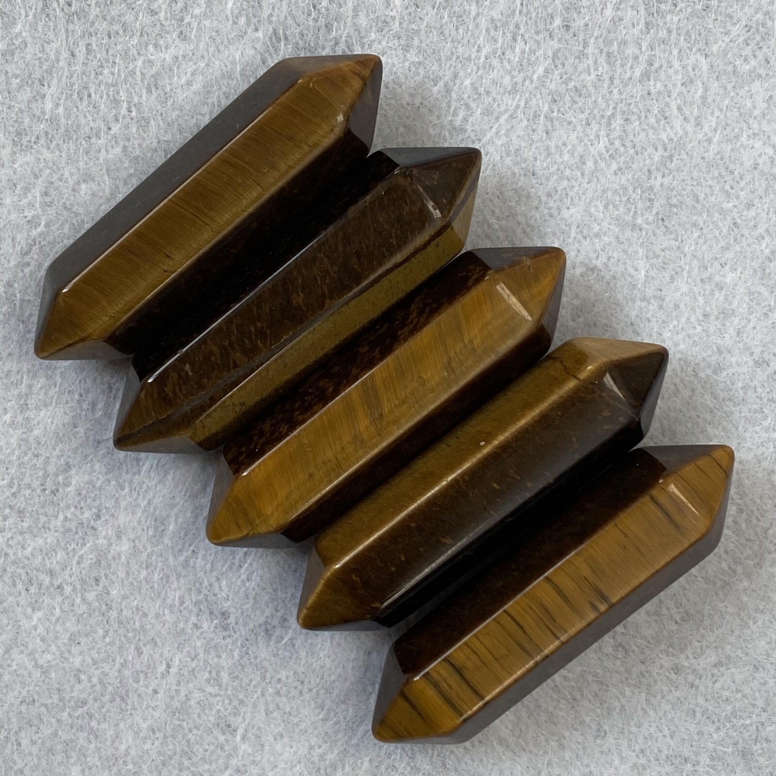 10pcs Natural Tiger’s eye Obelisk Quartz Crystal Wand Double Point Healing