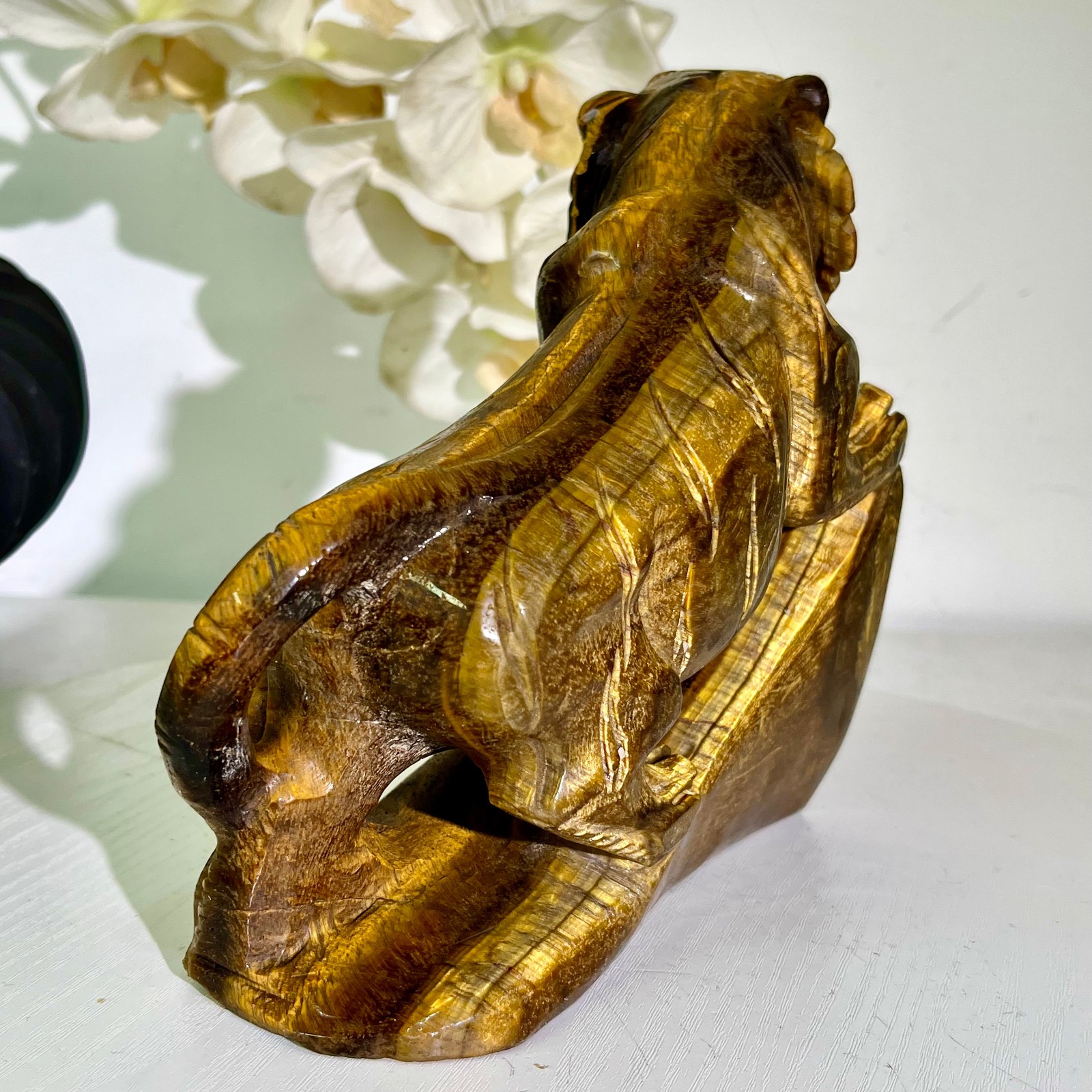 5.73LB Natural tiger eye stone products, handmade carved and polished spiritual