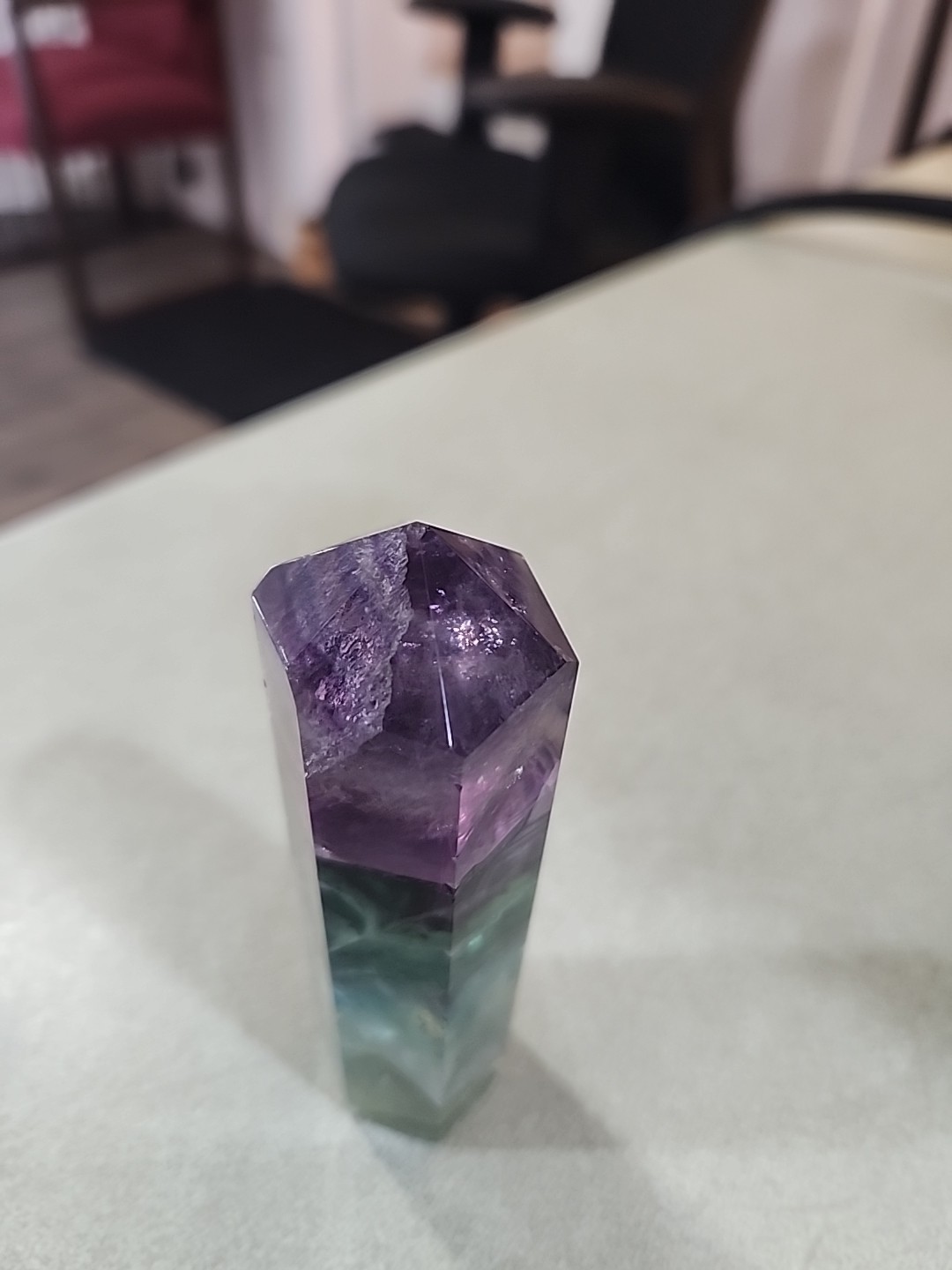 8 oz 4.25 in. Natural rainbow fluorite quartz Crystal obelisk Point Healing Wand
