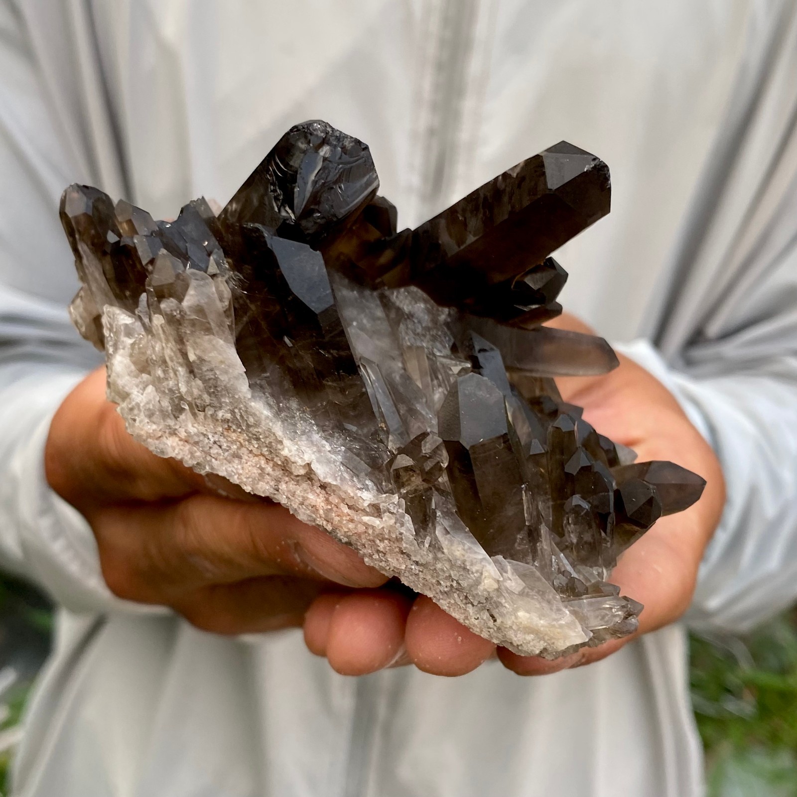 277G Natural Black Smoky Quartz Crystal Cluster Raw Mineral Specimen