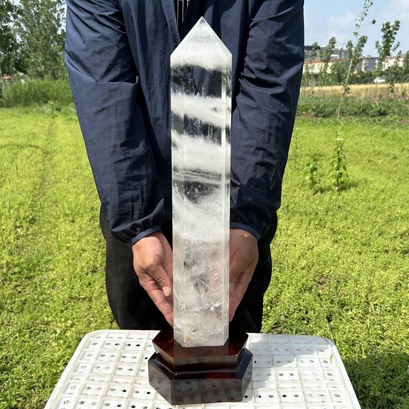 16.19LB Top Natural Clear Quartz Obelisk Crystal Tower Wand Point Reiki healing