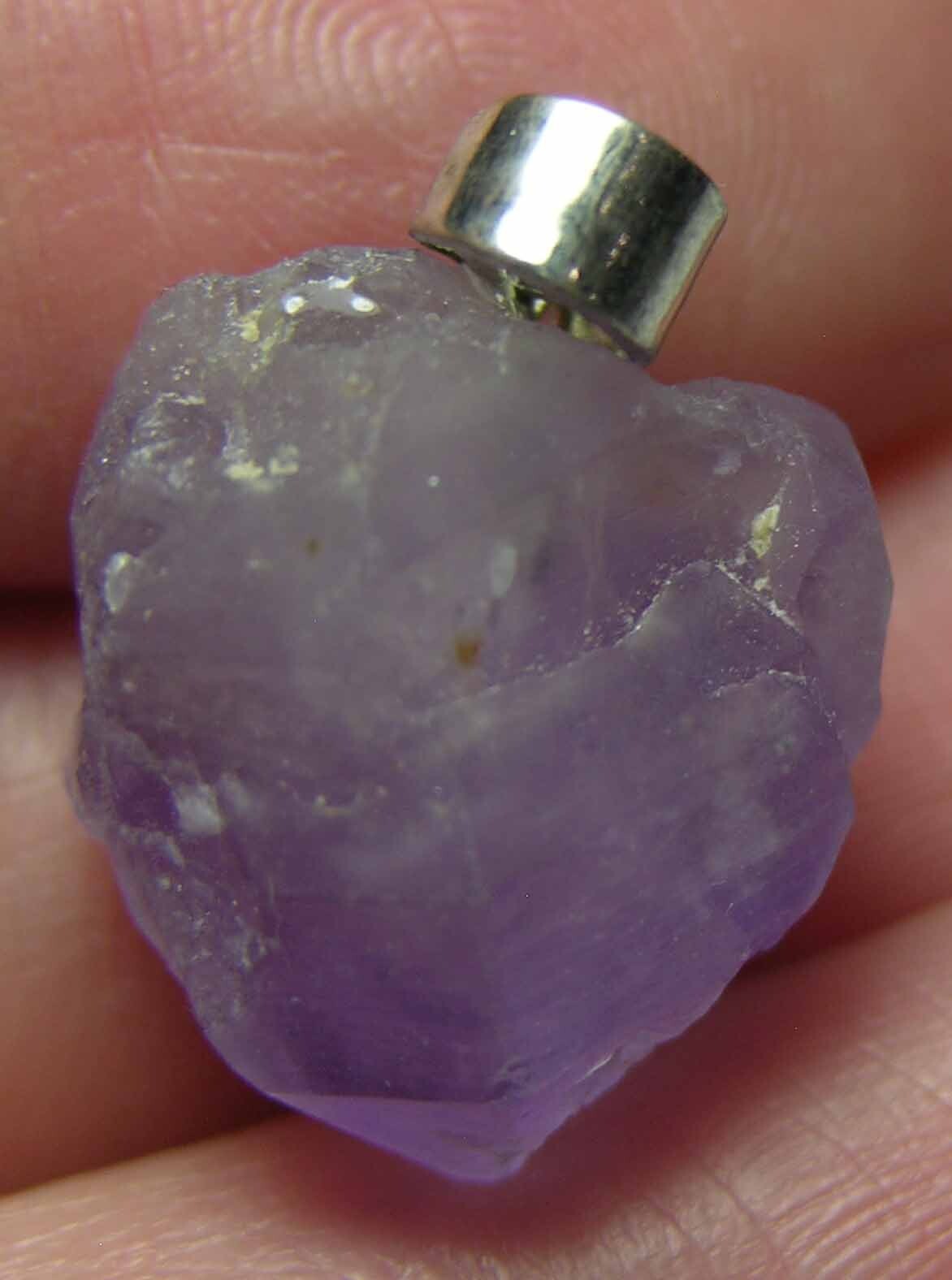 #55 Raw Rough 16.00ct 100% Natural Amethyst Crystal Point Pendant 3.20g 15.00mm