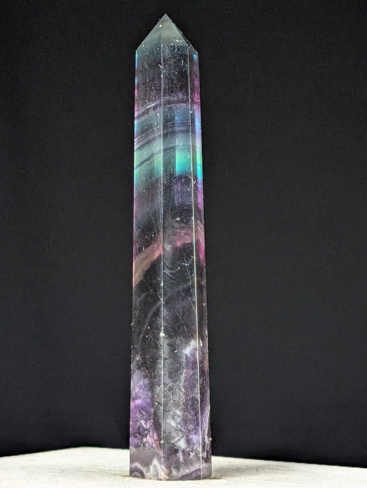 Rainbow Fluorite Tower Crystal Gemstone Large Tall Point Chakra Reiki