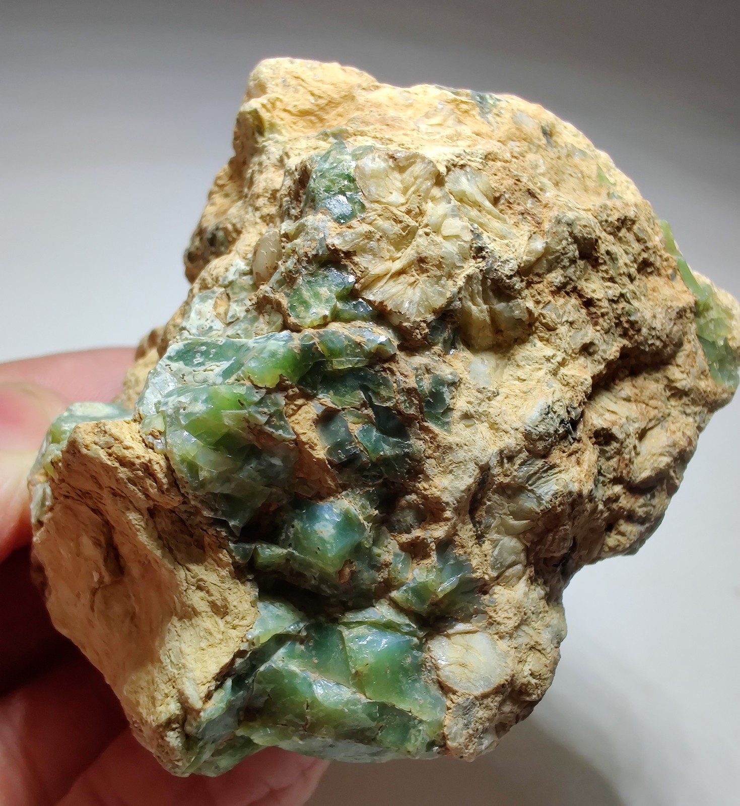 Opal on Sepentine with Magnetite, UV. San Benito, California. 213 grams.