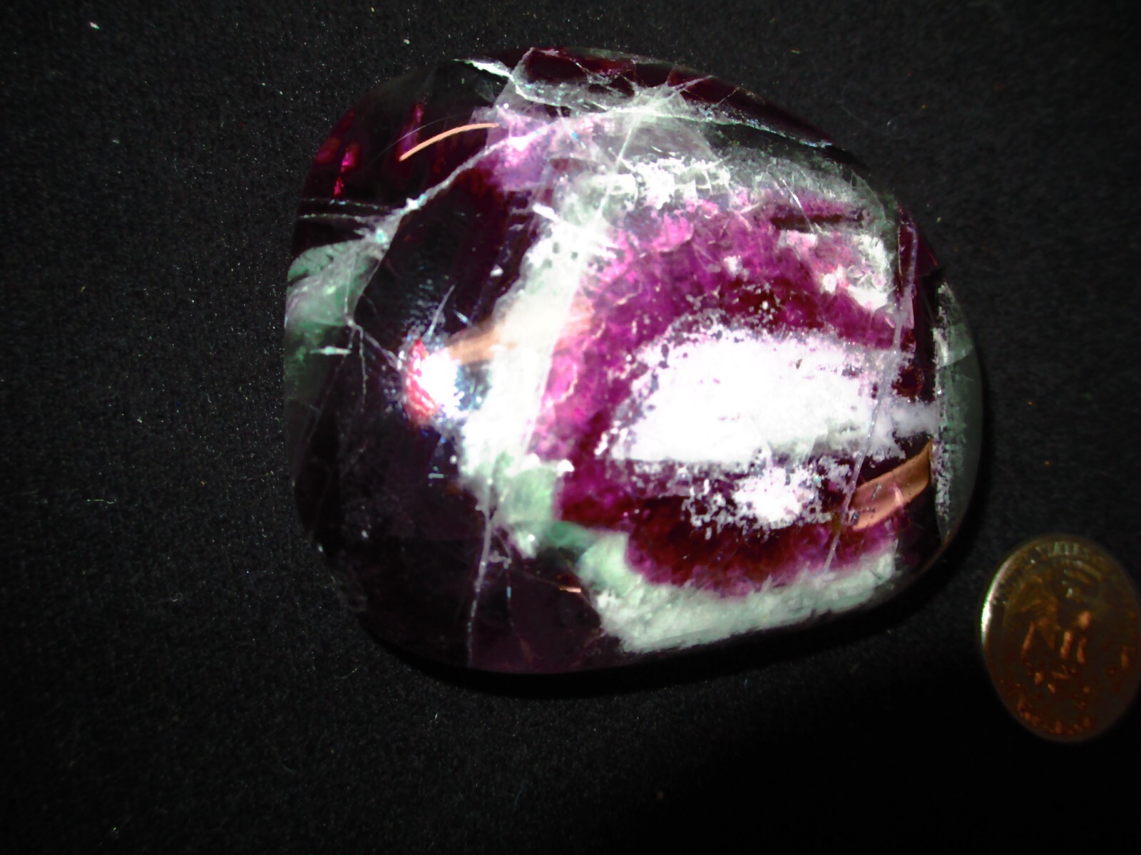 Purple Polished Minteral STone 2.5 x s2.25 x 0.6 inches Natural