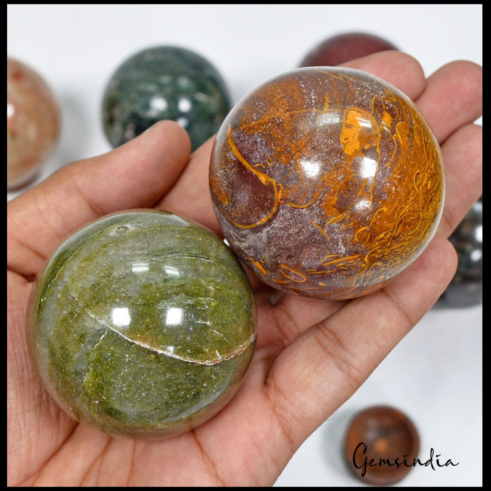 1.9kg Multi Gemstone Sphere Lot 49-52mm Natural Polished Crystal Ball Collection