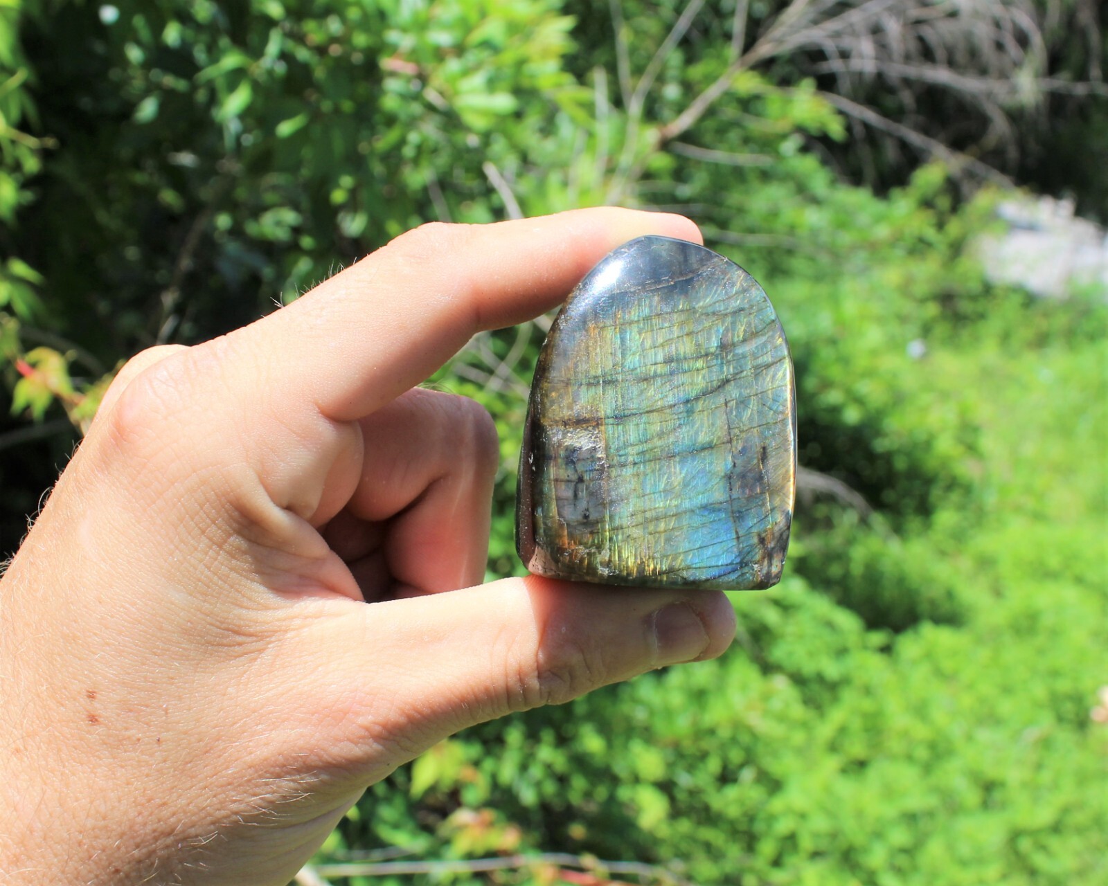 Polished Labradorite Freeform, 3 – 4 oz Flashy Labradorite Crystals (Home Decor)