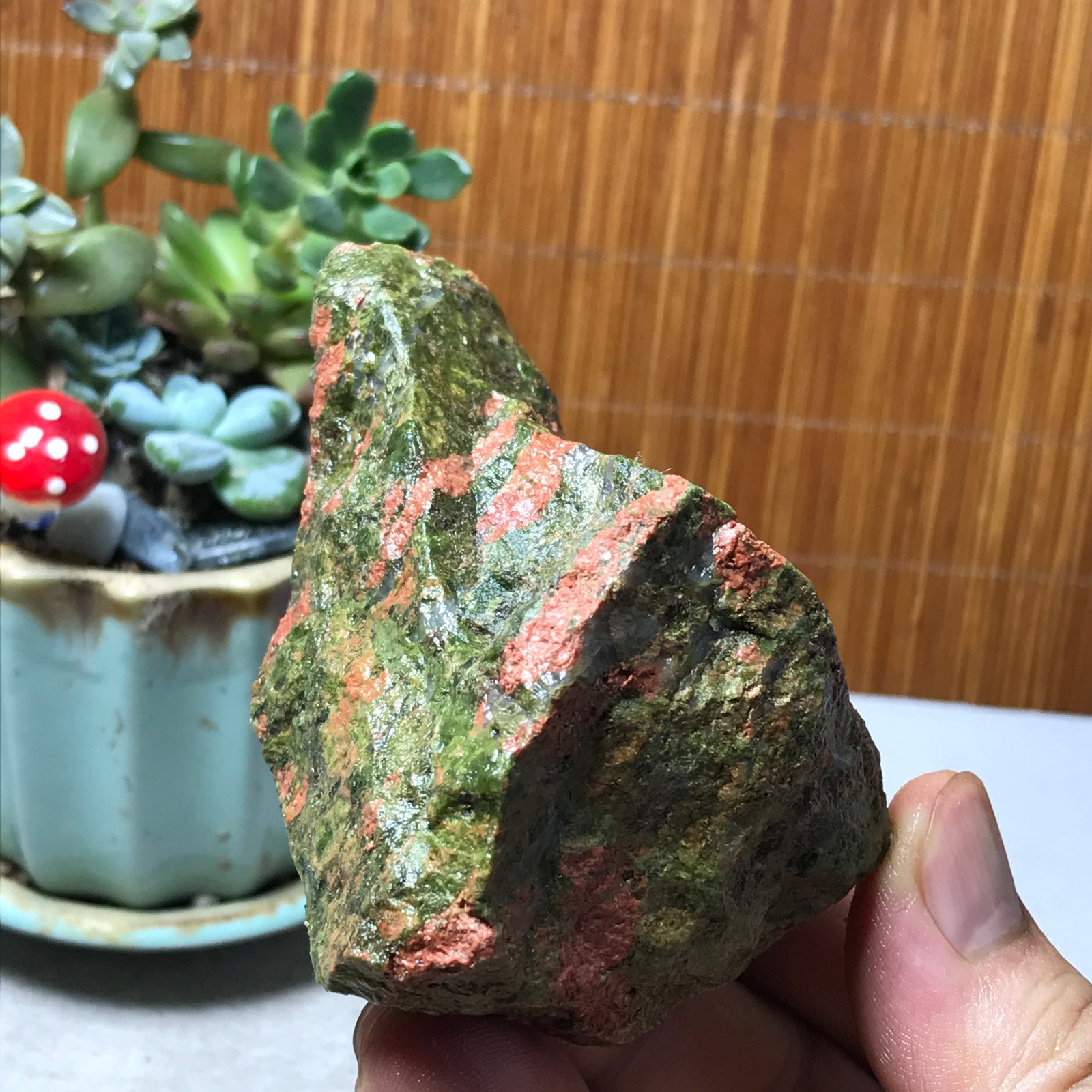 213g Natural Unakite Crystal gemstone Rough Mineral Specimen healing A6356