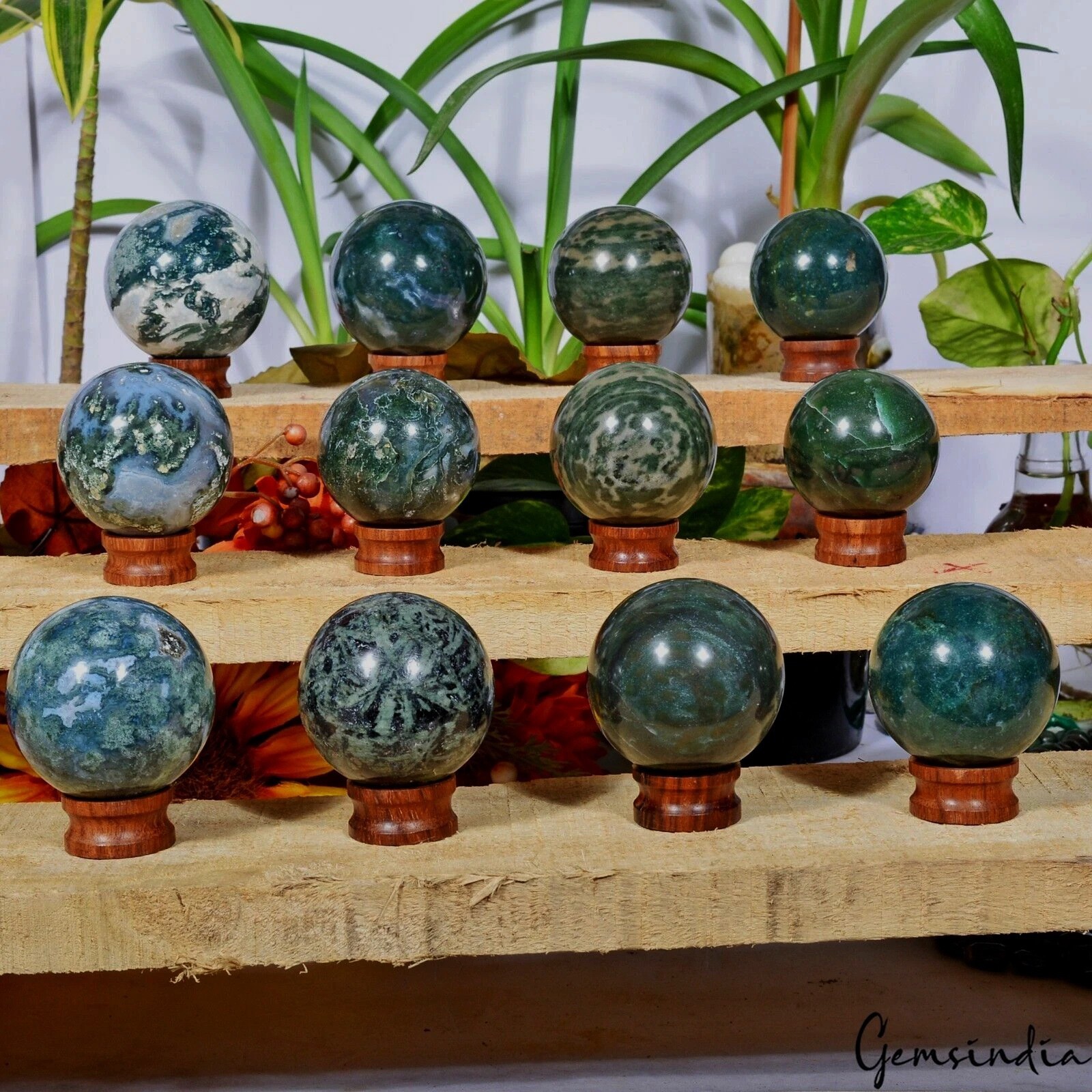 2 Kilo Natural Untreated Multi Gems Mini Sphere With Stand Healing Gems Lot 12Pc