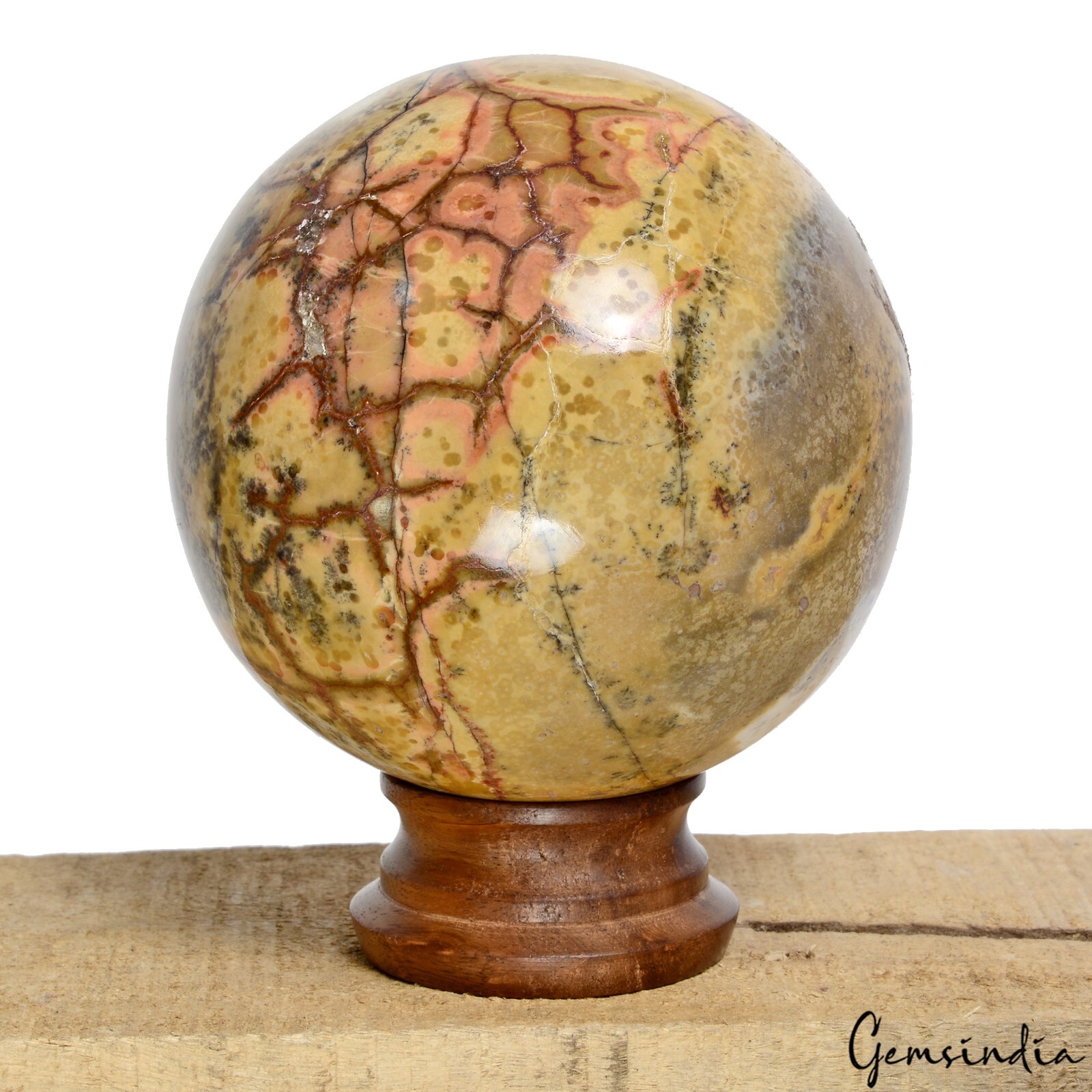 1.2 Kilo Natural Ocean Jasper Healing Crystal Mineral Gem Sphere/Ball With Stand