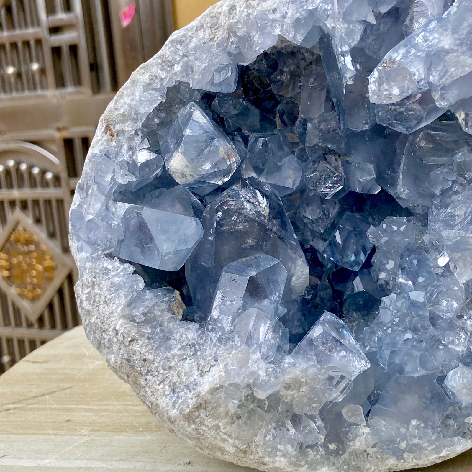 15.43LB Natural Beautiful Blue Celestite Crystal Geode Cave Mineral Specimen
