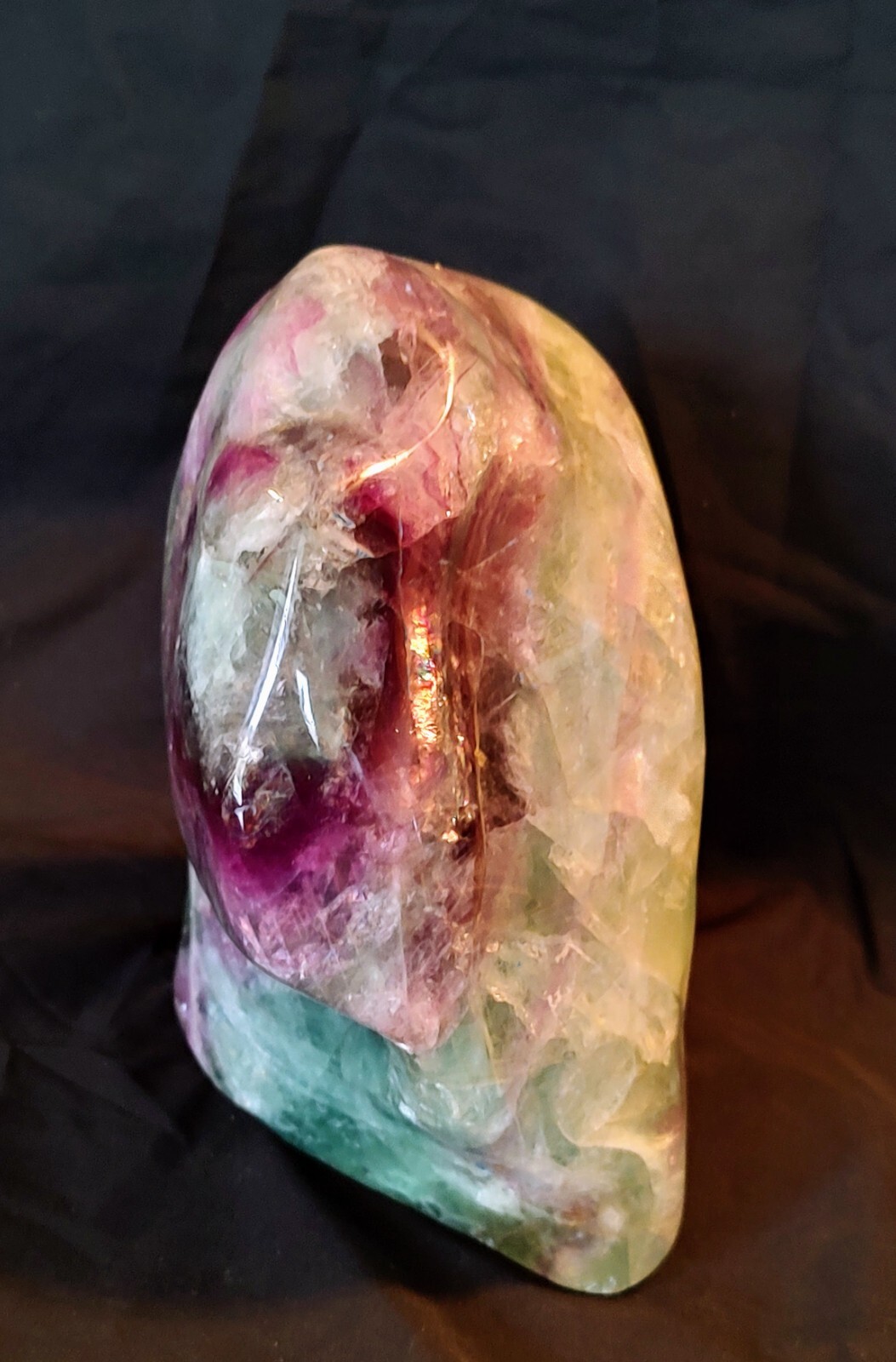 7 LB. Polished GREEN & PURPLE Fluorite Crystal Paperweight Freeform Rock Mineral