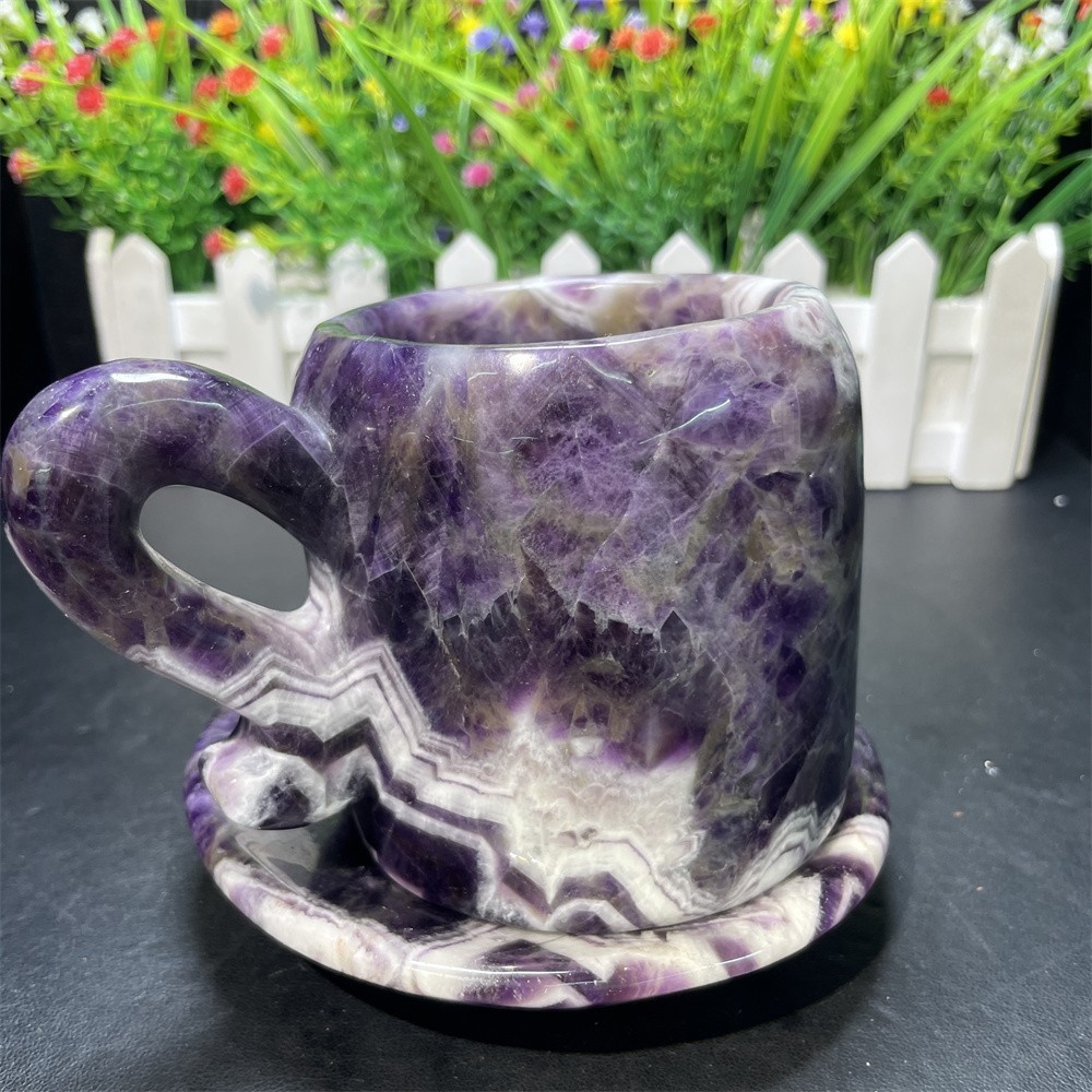 2.5LB 4.7″ Natural Dream Amethyst Cup Crystal Quartz Decor Figurine Carved