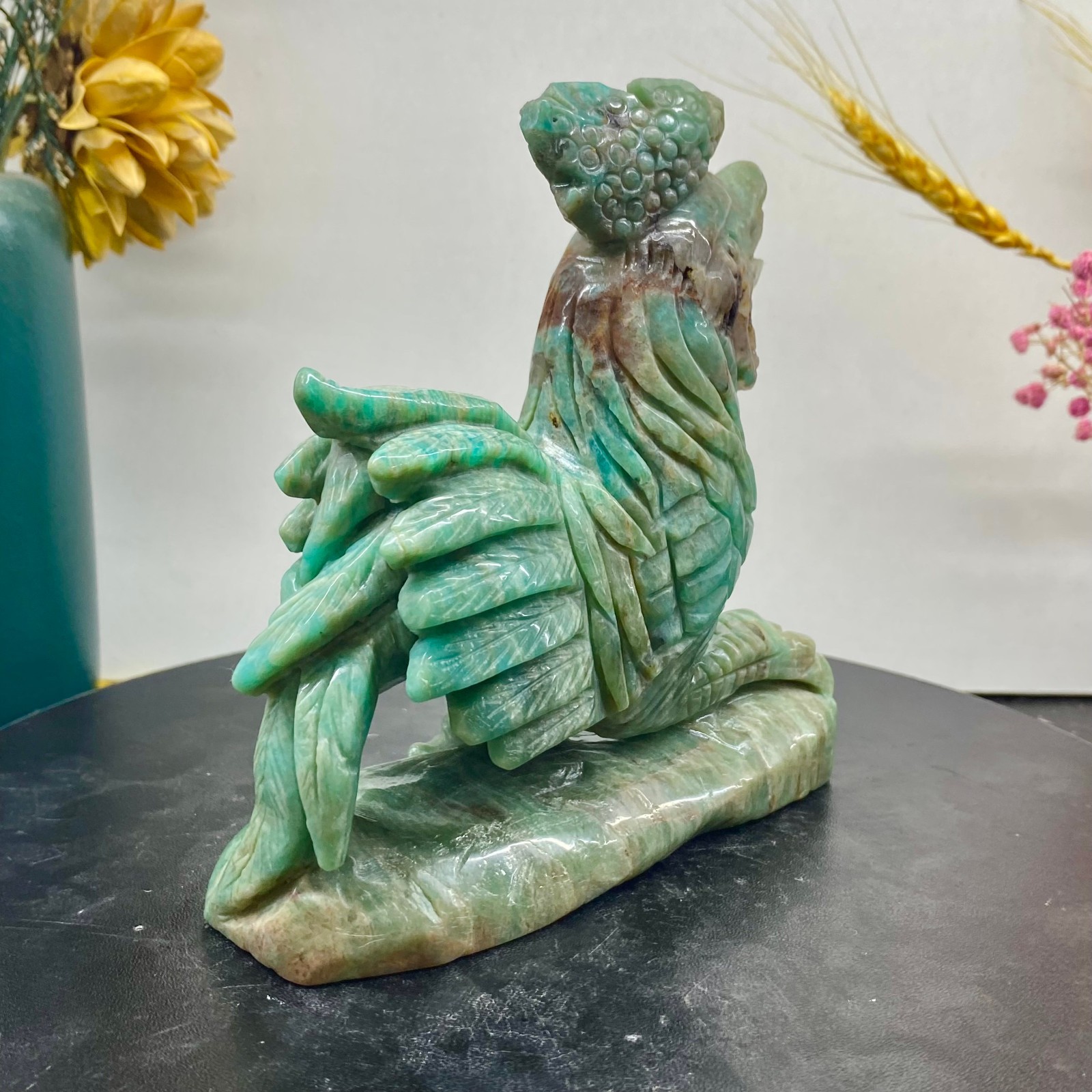 1.52LB Natural Amazonite Carving chicken Hand Carved Crystal Healing Decor