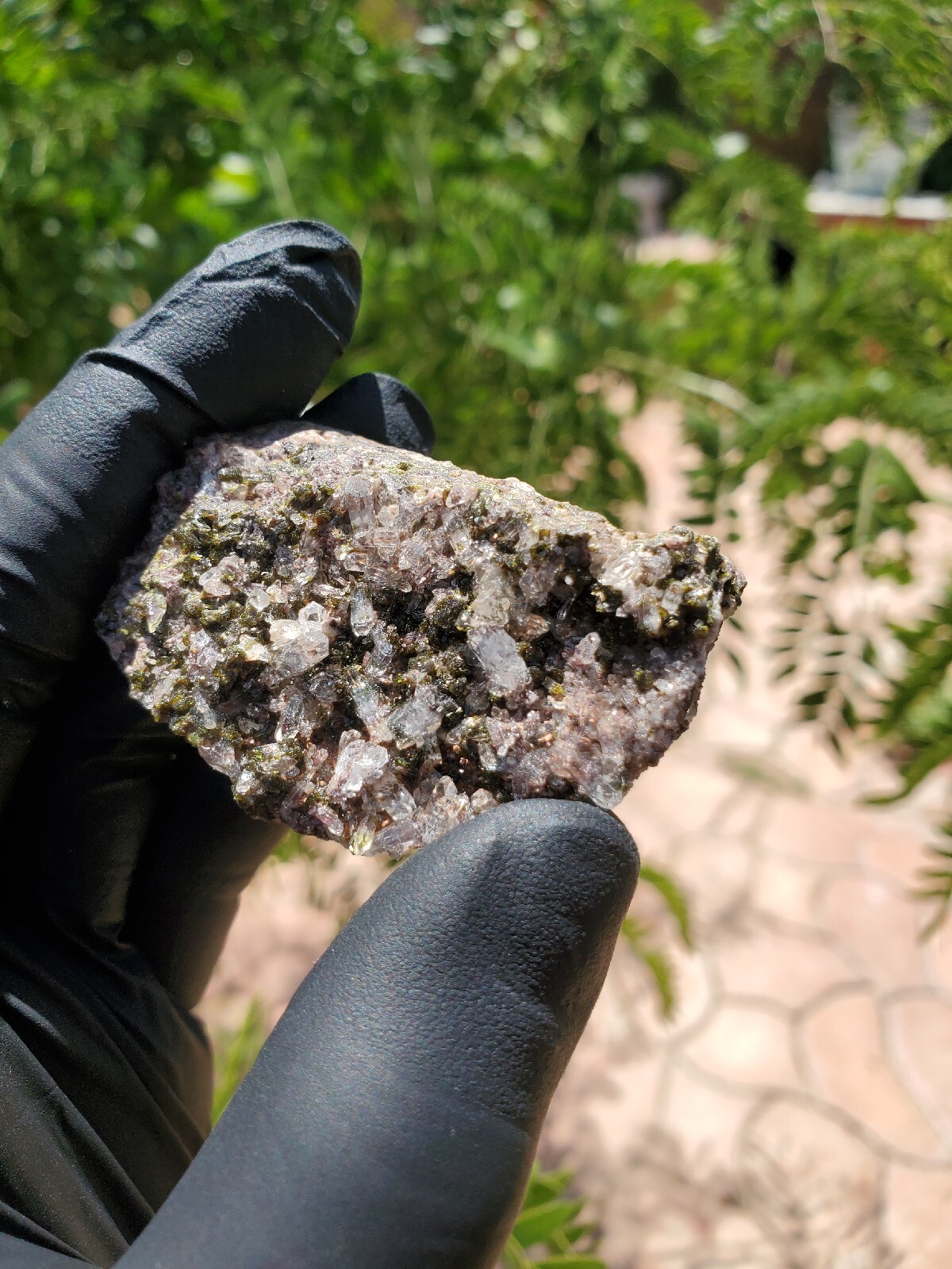 46g Natural Epidote, Super Sparkly Green Epidote with Quartz Specimen B88