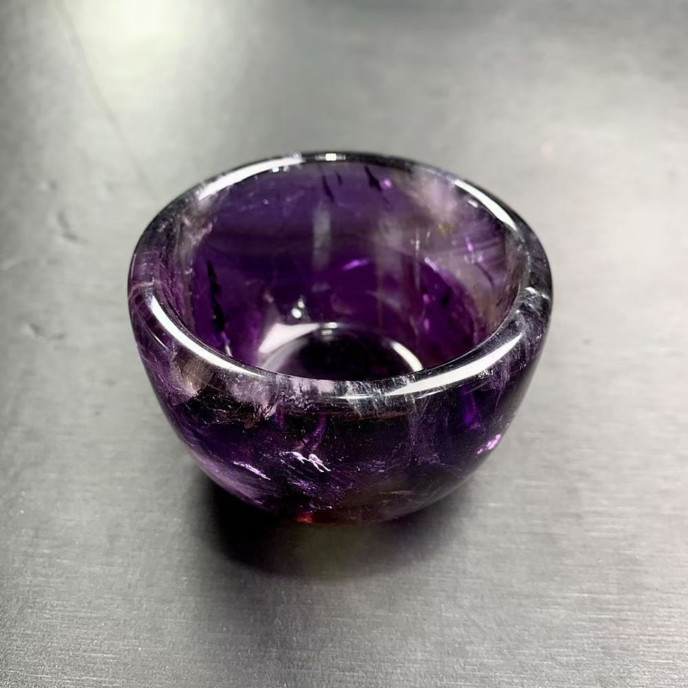 160g Natural Amethyst Quartz Carved Bowl Crystal Mineral reiki Decor