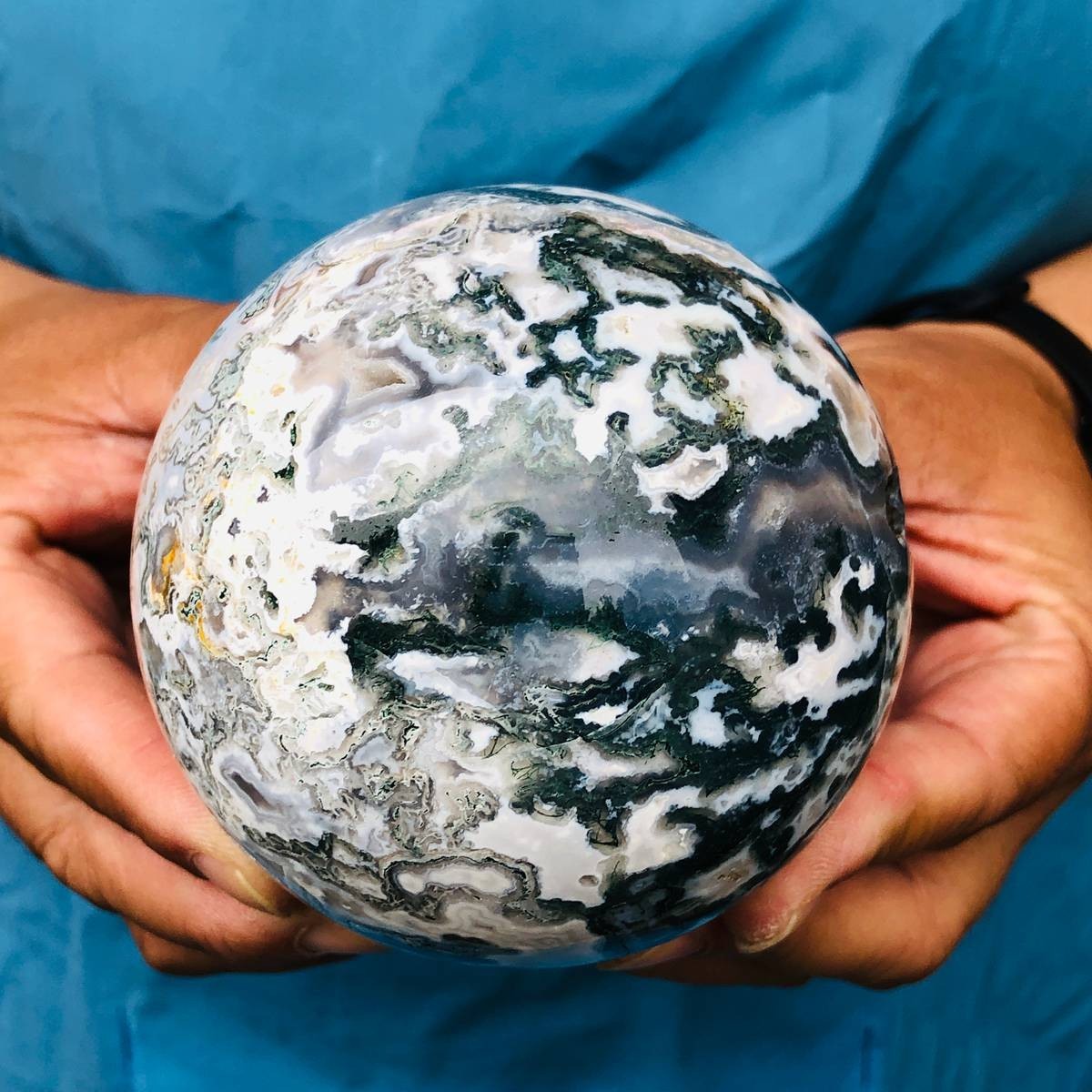 3pcs 5.47LB Natural Water Grass Agate Ball Quartz Crystal Ball Healing 2111