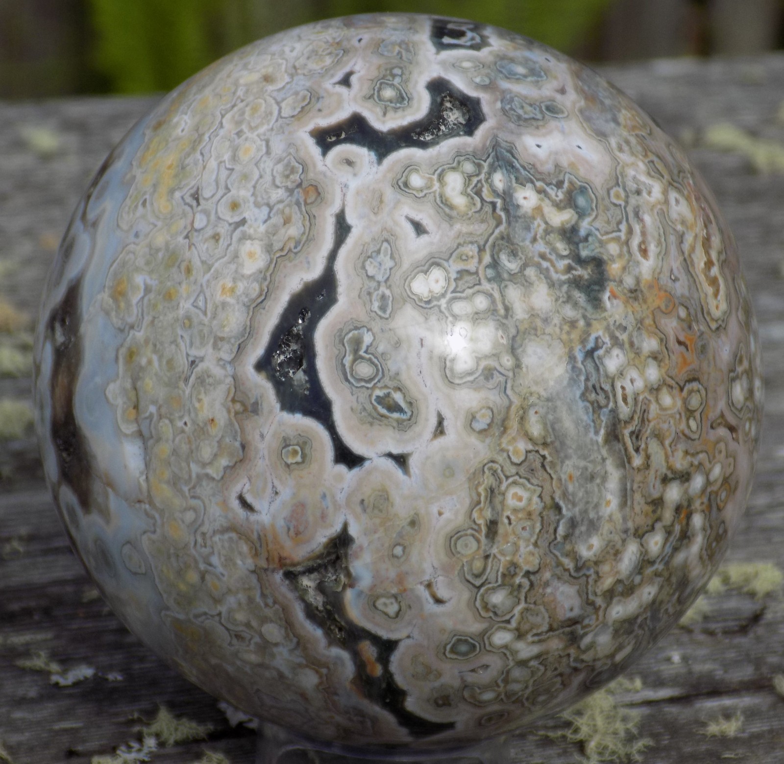 SWEET OCEAN JASPER SPHERE MARBLE 87MM OR 3 7/16” 6755