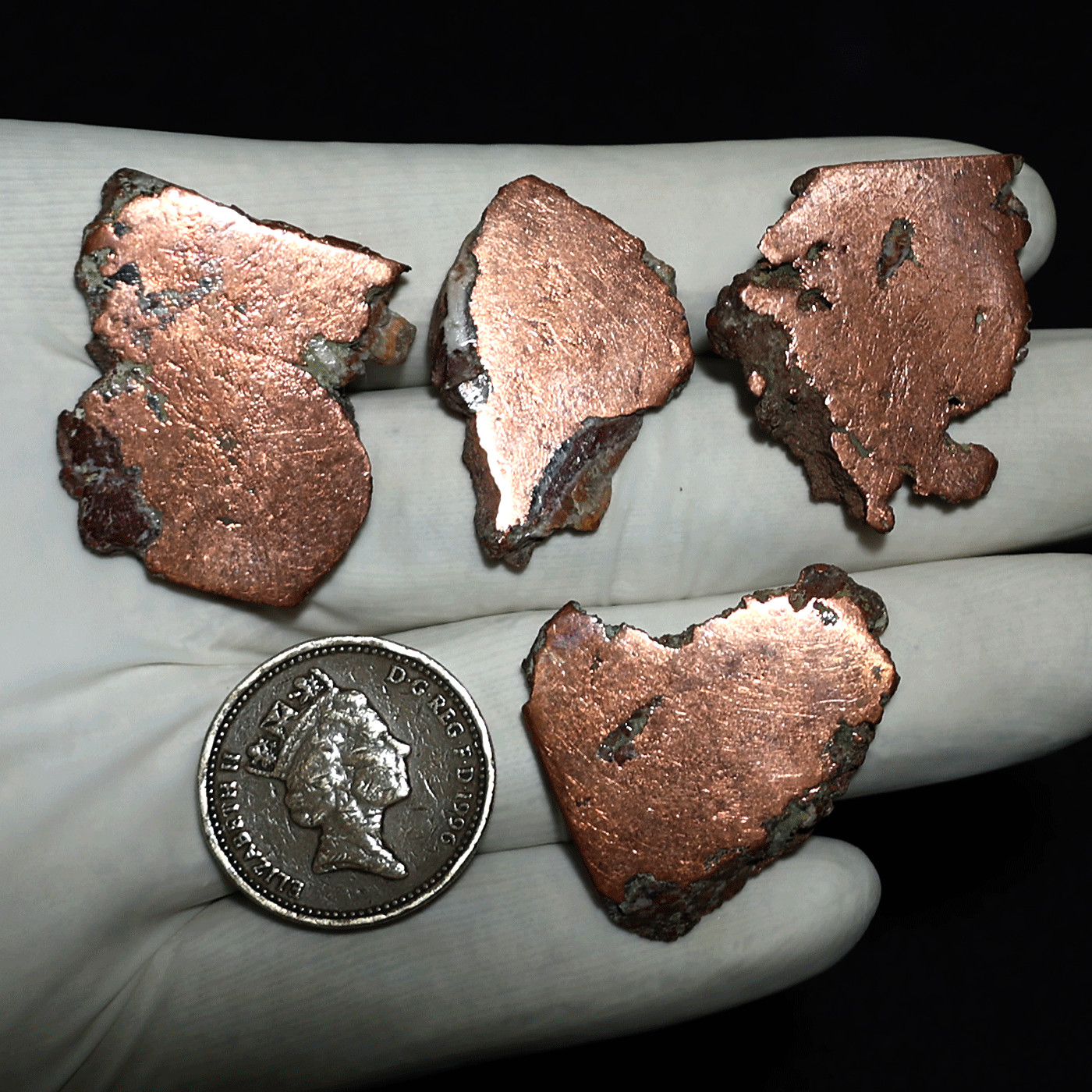 Earth’s Metallurgy~ 4 PC Native Copper Ore Polished Mineral Slabs, Michigan, USA