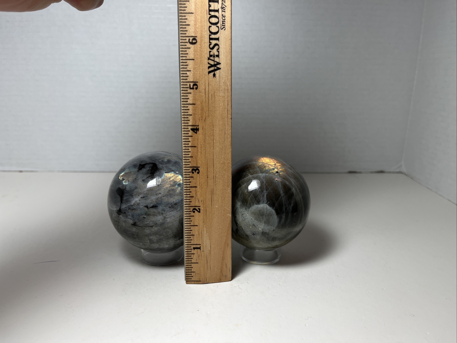 Labradorite Sphere Lot/ With Acrylic Stands