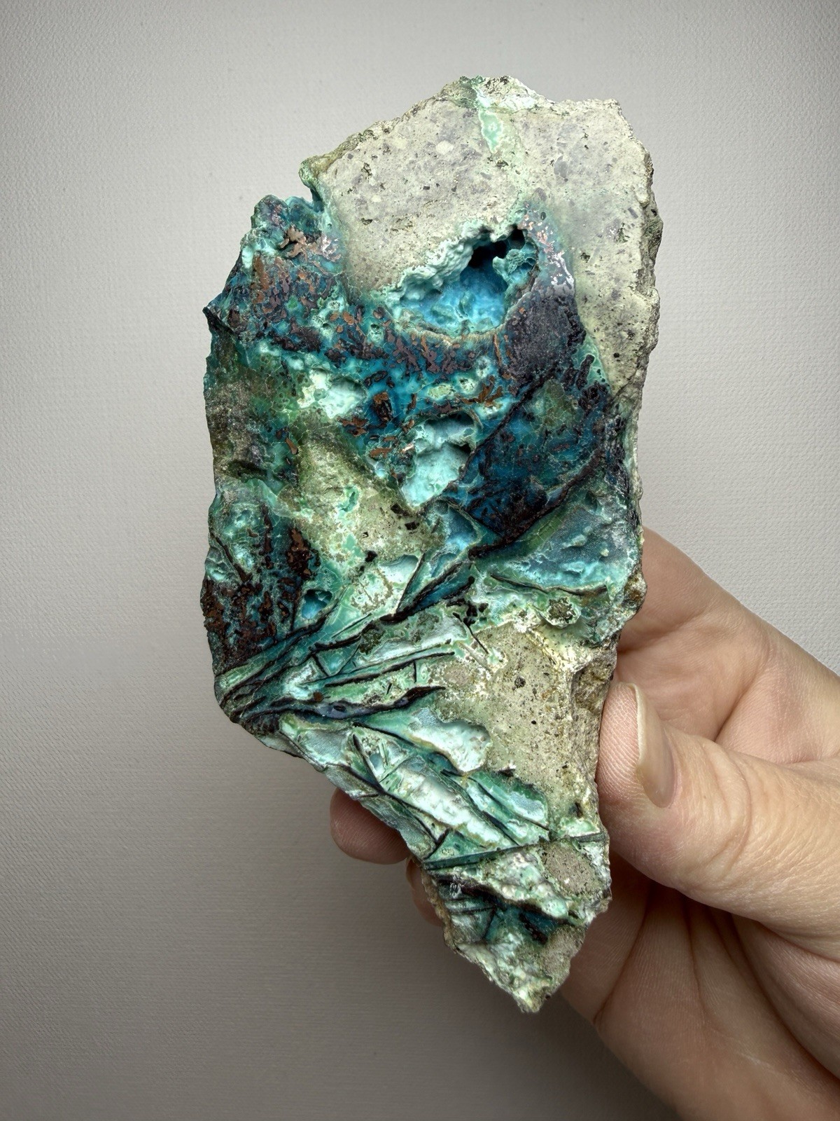 6” Polished Native Copper in Chrysocolla — Display Specimen (Indonesia)