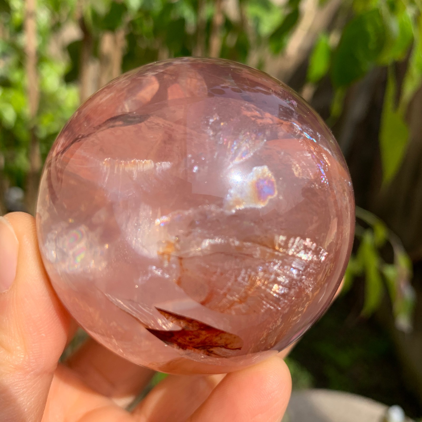 344G Natural Red Gum Flower Ball Crystal Sphere Specimen Energy Healing Reiki