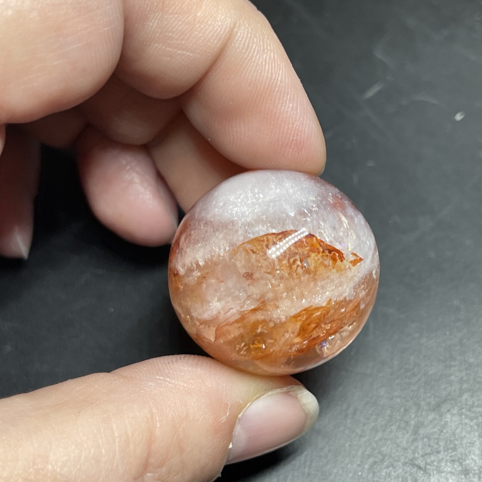 Fire Quartz Hematoid Crystal Sphere Ball Mini Sphere Marble 27.8mm