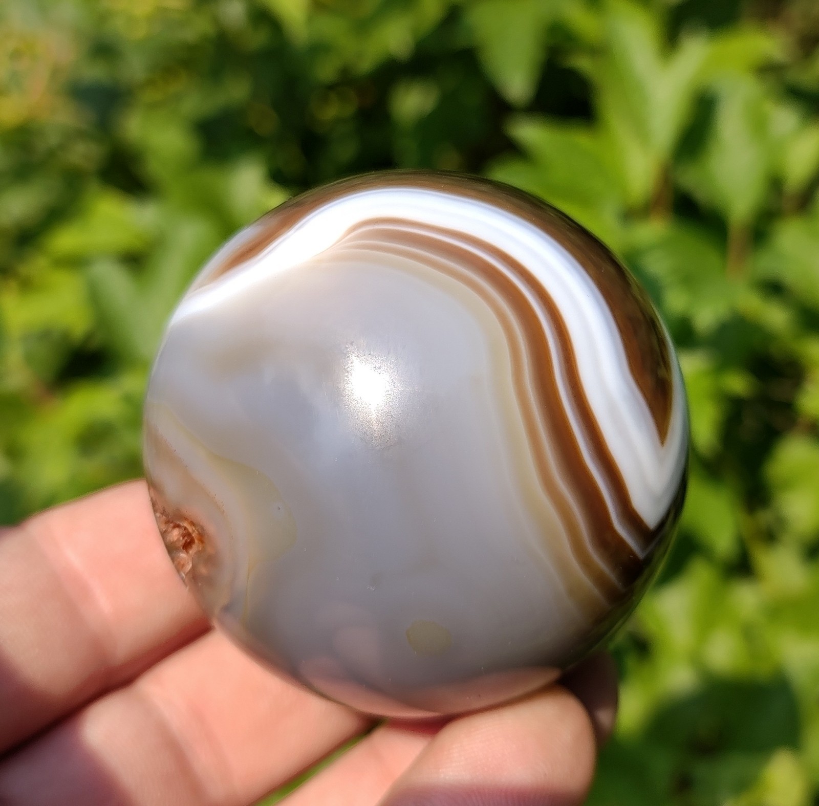 Dramatic 60mm Madagascar Agate Sphere, Mocha Banded Agate Display Sphere