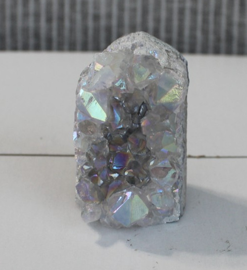 AURA COATED AMETHYST FREEFORM 2.25 INCHES TALL/ 156.1 GRAMS