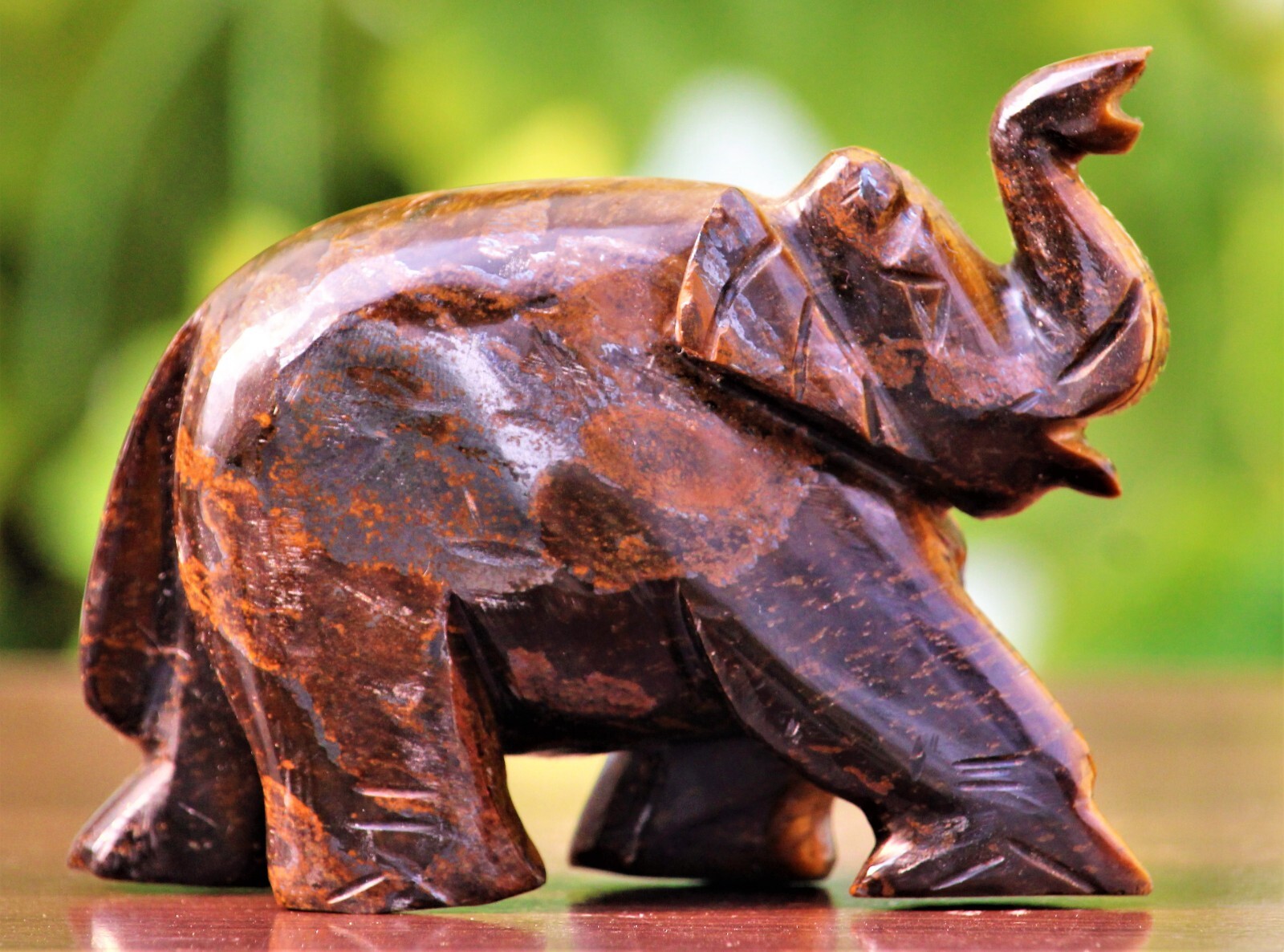 Figurine Elephant Natural Tiger’s Eye Crystal Carved Healing Charged Stone 290g