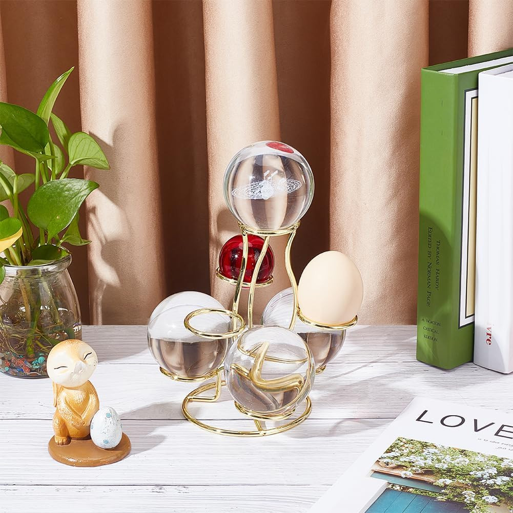 Crystal Ball Holders, 7 Eggs Display Stand Light Gold Iron Multi-Sphere Display