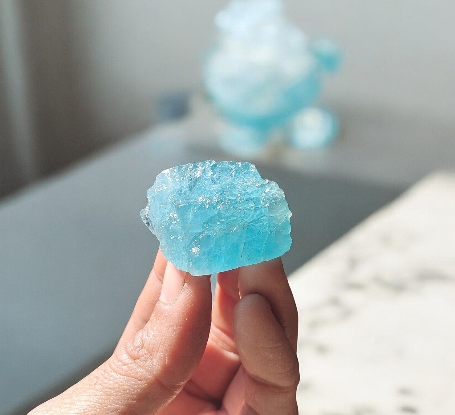 27g Raw Blue-Green Aquamarine Beryl Natural Corrosion Crystal Rough Specimen