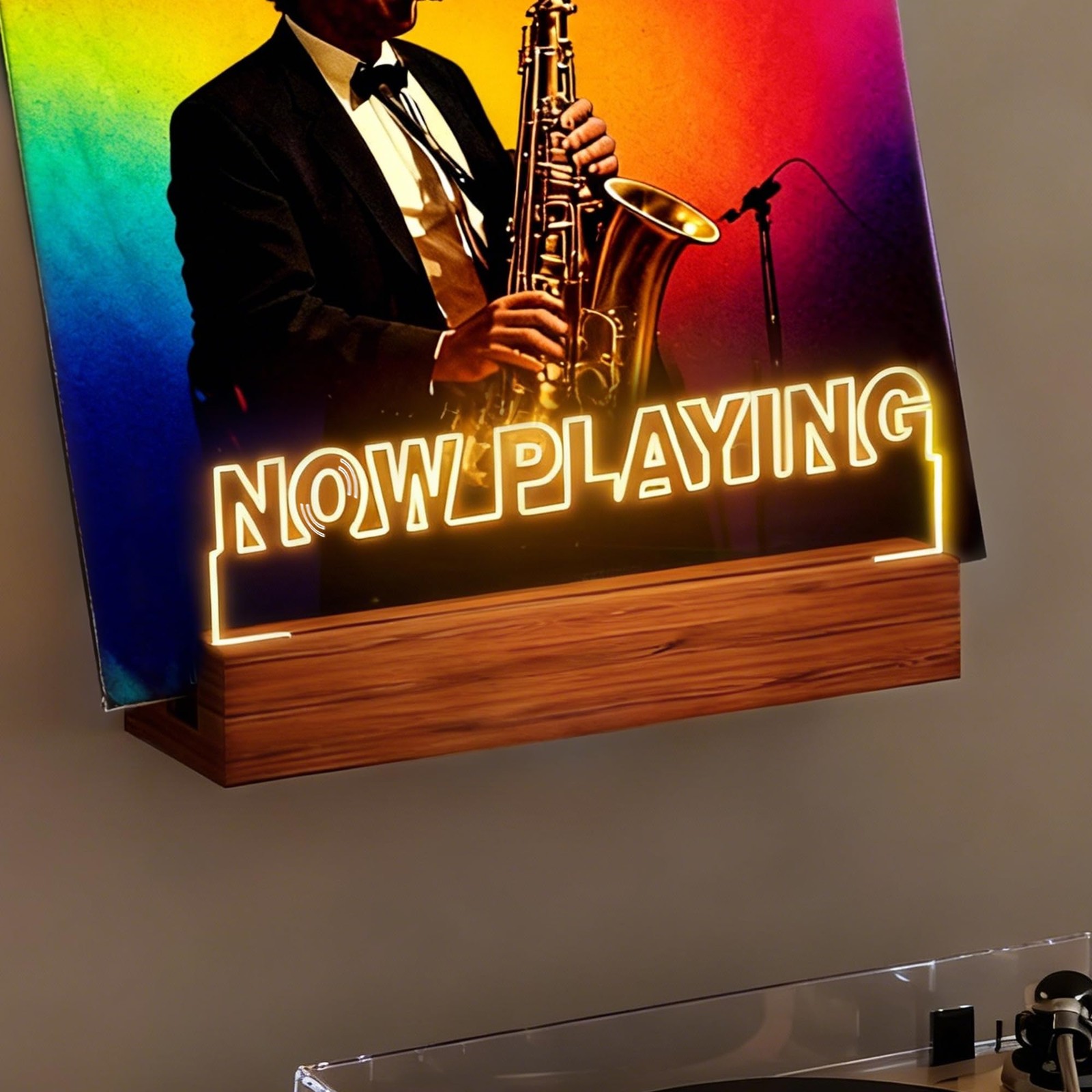 Wall Mount Vinyl Record Stand with 6.6ft Clear Cord & Adjustable Light, 5mm A…