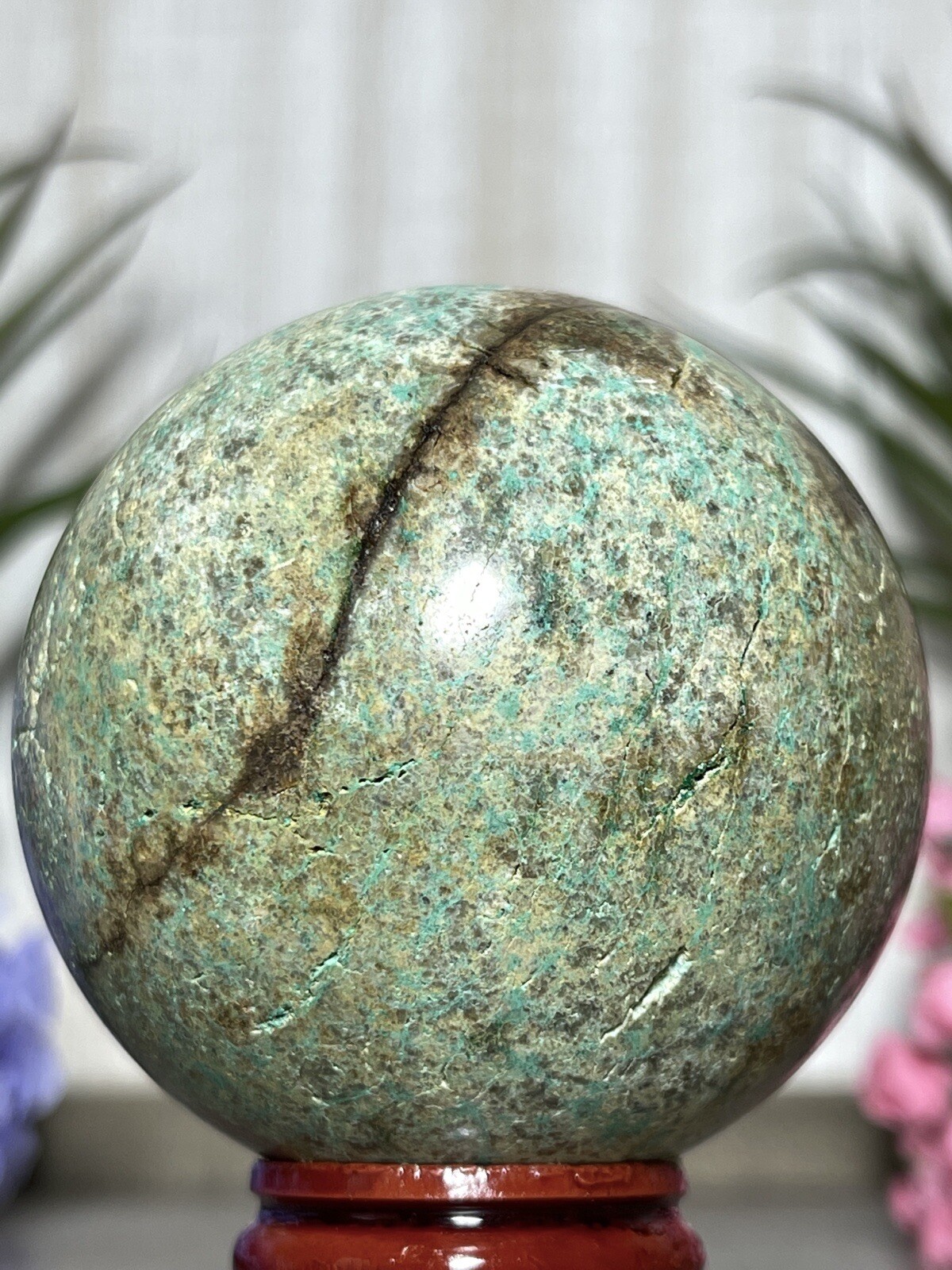 57mm PHOENIX SPHERE – Green Blue Mineral Copper Ore Malachite Turquoise Crystal